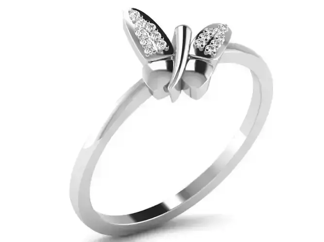 Butterfly Shaped Silver Ring With Diamonds 3D print model