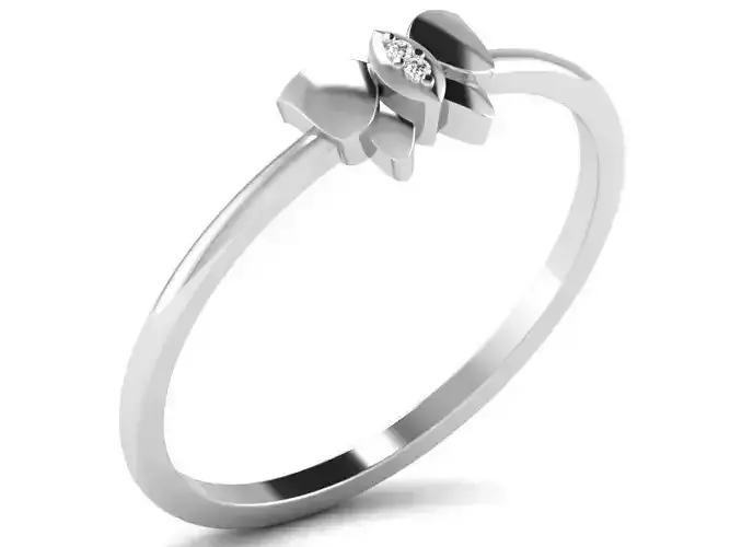 Butterfly Shaped Silver Ring With Diamonds 1 3D print model