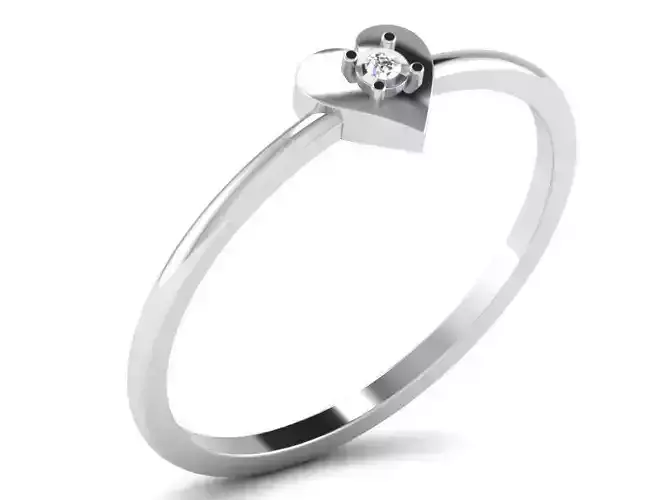 Heart Shaped Silver Ring With Diamonds 2