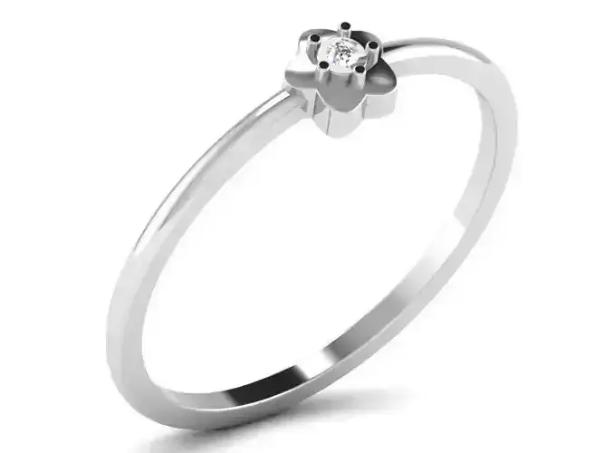 Flower Shaped Silver Ring With Diamonds