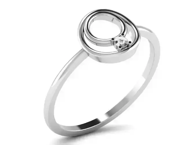 Round Shaped Silver Ring With Diamonds