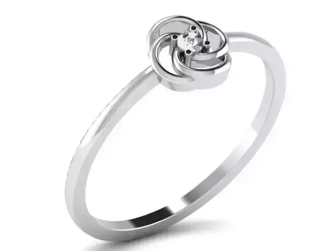 Flower Shaped Silver Ring With Diamonds 1