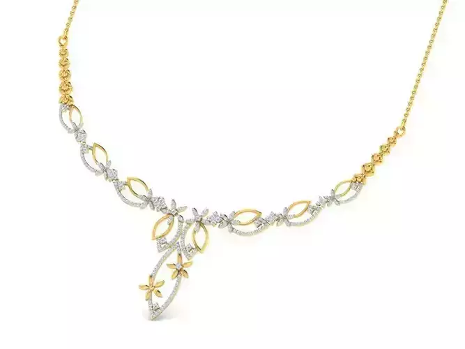Floral Design Necklace With Diamonds 1 3D print model