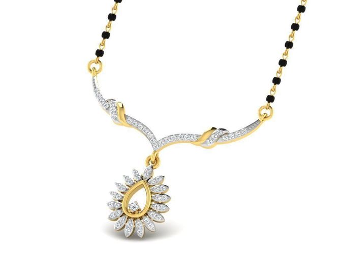 Drop Shape Necklace With Diamonds 3D print model