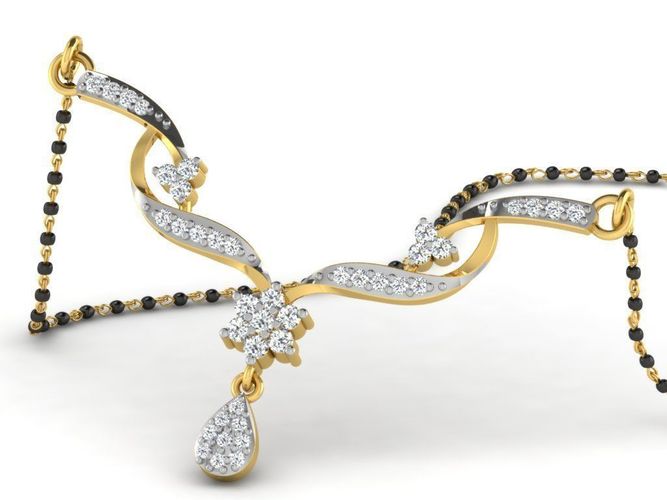 Floral Design Necklace With Diamonds 3 3D print model