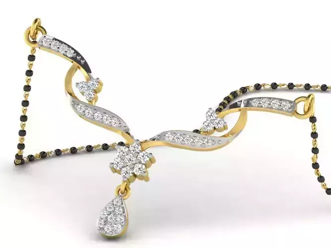 Floral Design Necklace With Diamonds 3