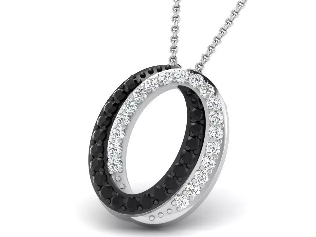 Oval Shaped Pendant With Diamonds and Gem 3D print model_0