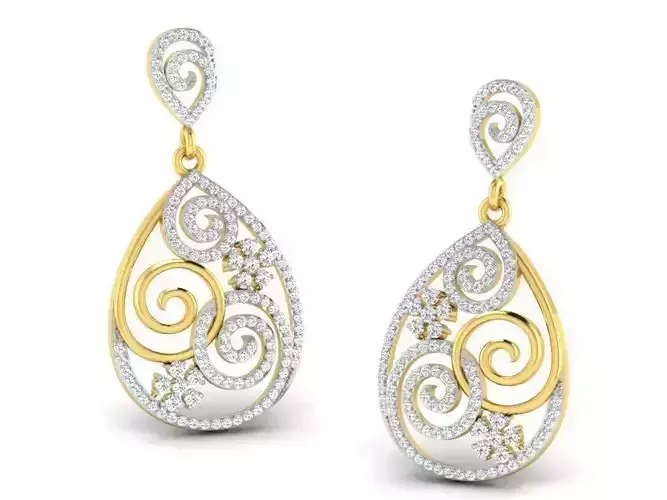 Drop Shape Drop Earrings With Diamonds 6