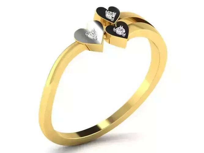 Heart Shaped Gold Ring With Diamonds