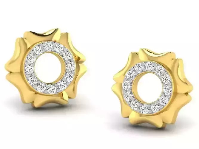 Flower Shaped Ear Studs With Diamonds 22