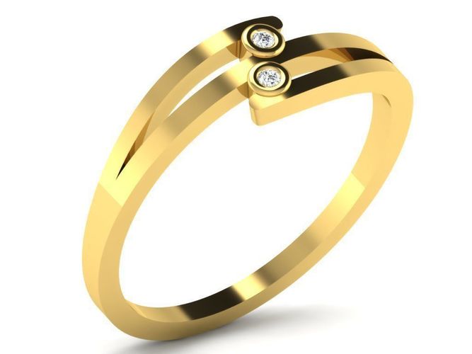 Gold Spiral Ring With Diamonds 3 3D print model