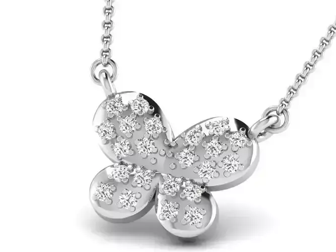 Butterfly Shaped Silver Pendant With Diamonds 2