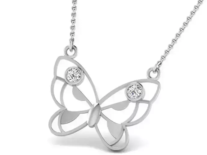 Butterfly Shaped Silver Pendant With Diamonds 3
