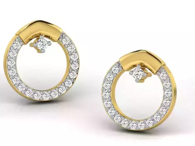 Round Golden Earrings With Diamonds 1