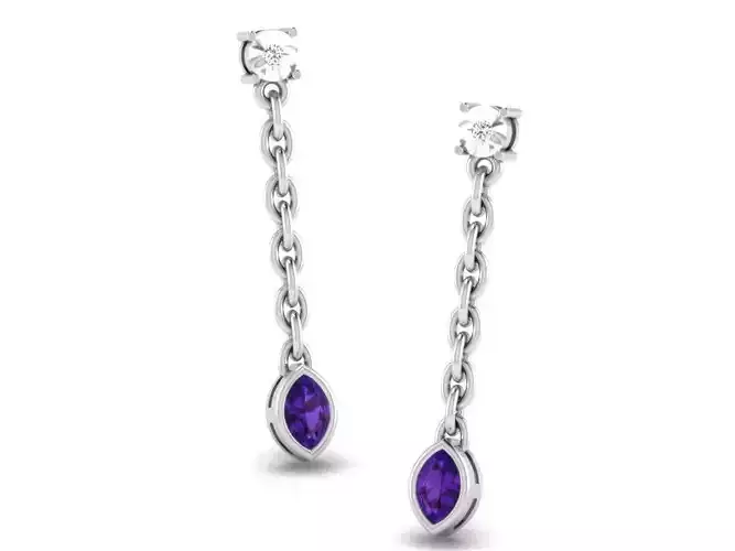Marquise Shape Drop Earrings With Gem