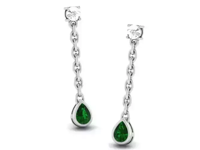 Drop Shape Drop Earrings With Emerald 1