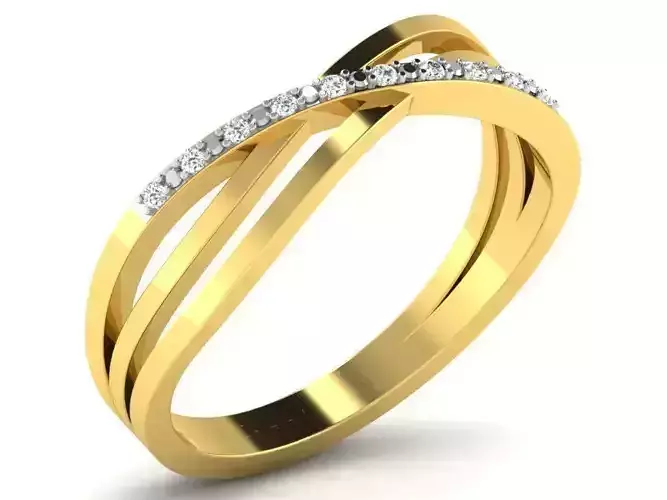 Criss Cross Gold Ring With Diamonds