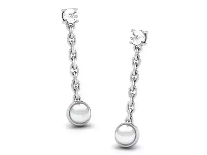 Silver Drop Earrings With Pearl