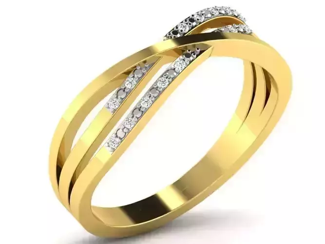 Criss Cross Gold Ring With Diamonds 1