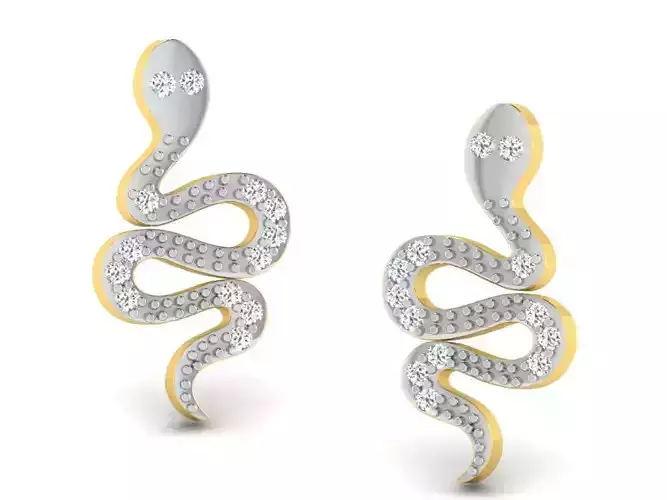 Snake Shape Earrings With Diamonds