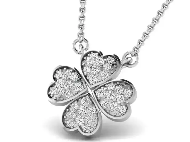Flower Shape Silver Pendant With Diamonds 1