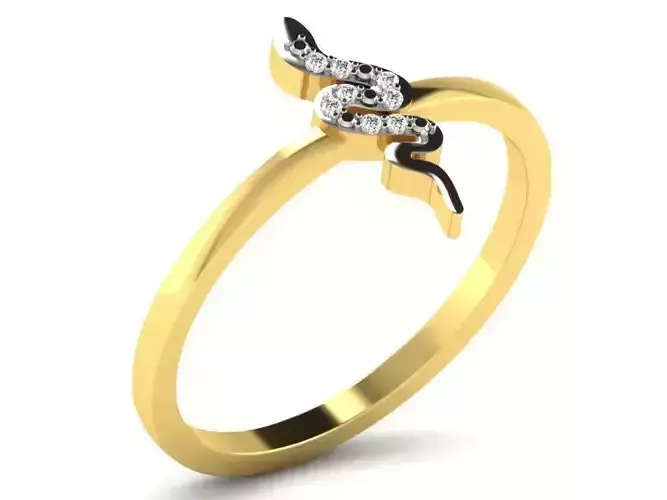 Snake Shape Gold Ring With Diamonds 2