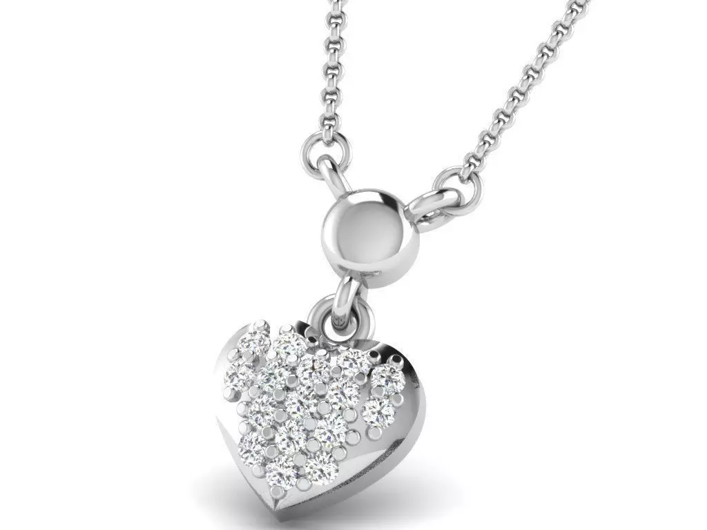 Heart Shape Silver Pendant 3D print model_0