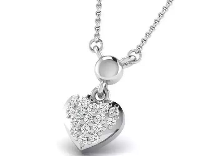 Heart Shape Silver Pendant 3D print model