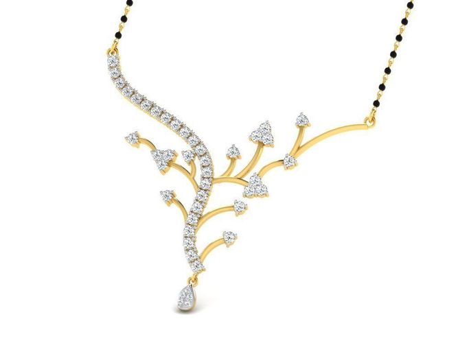 Floral Design Necklace With Diamonds 4 3D print model