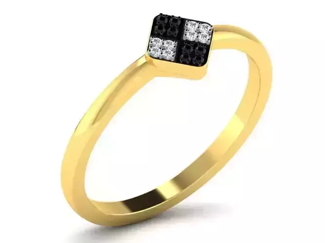 Square Shape Gold Ring With Gem