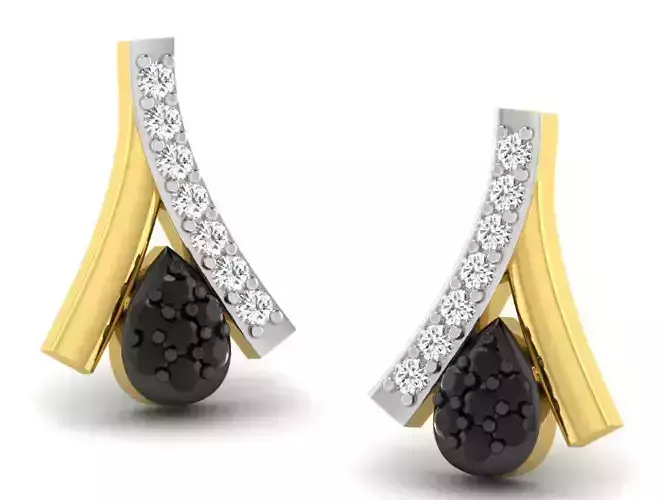 Gold Ear Studs With Diamonds And Gems
