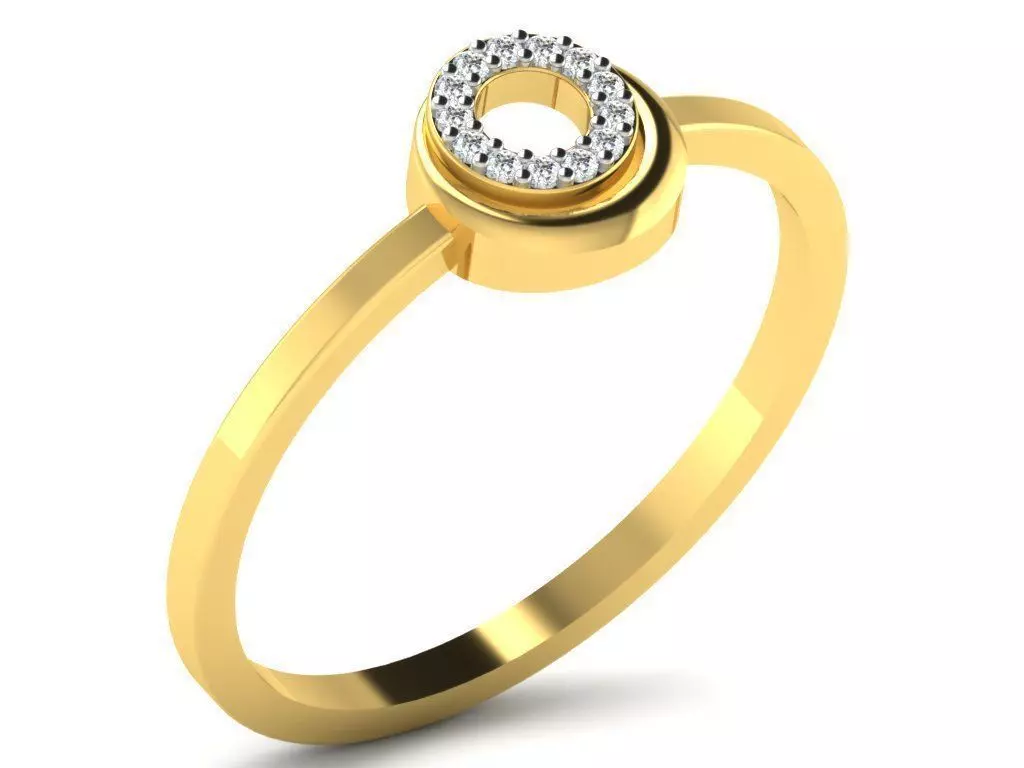 Round Gold Ring With Diamonds 3D print model_0