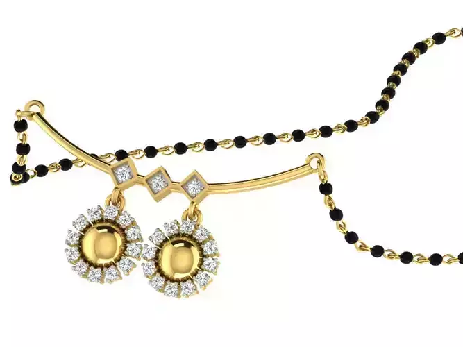Flower Design Gold Necklace With Diamonds 2