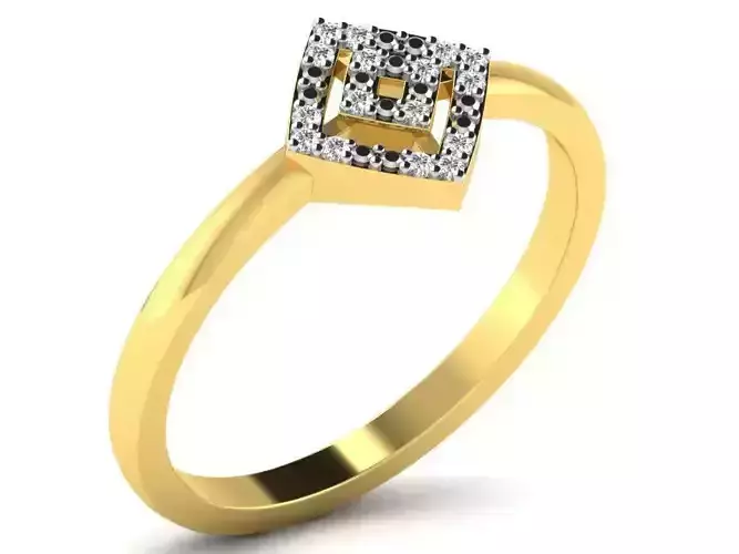 Square Shape Gold Ring With Gem 1
