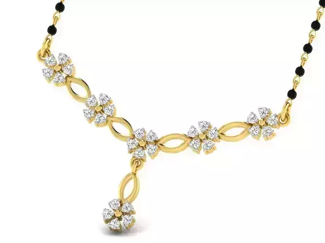 Flower Design Necklace With Diamonds 3