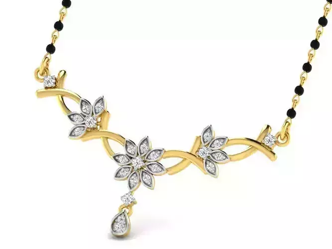 Flower Design Necklace With Diamonds 5