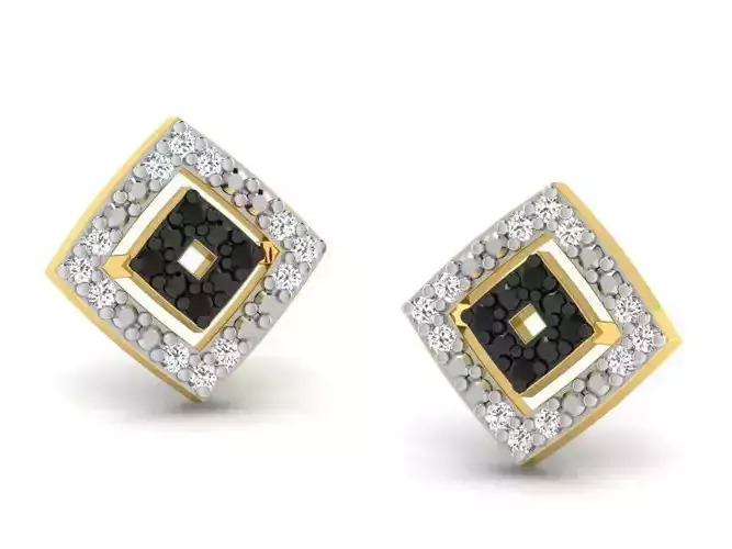 Square Shaped Ear Studs With Gemstones 1
