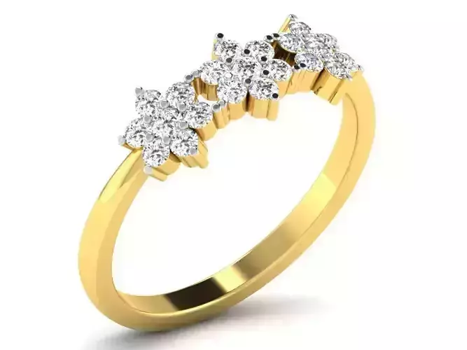 Flower Shaped Gold Ring With Diamonds 16