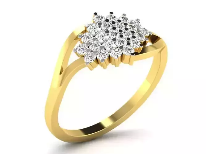 Swirl Cluster Ring With Diamonds