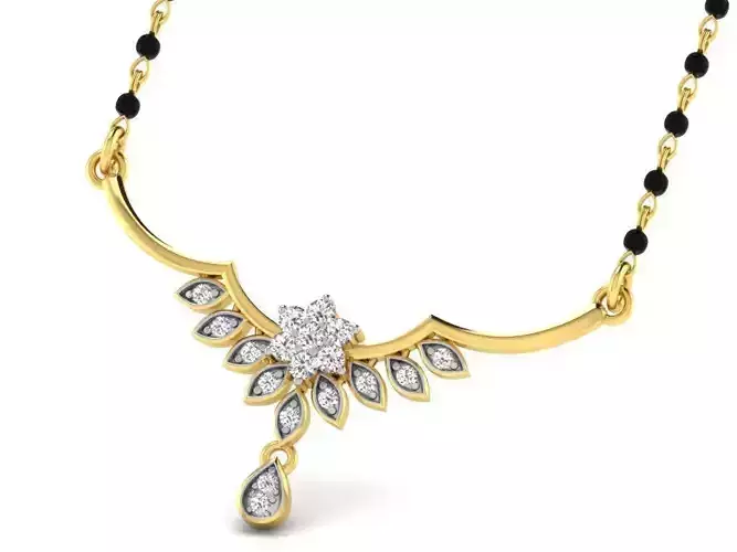 Floral Design Necklace With Diamonds 5