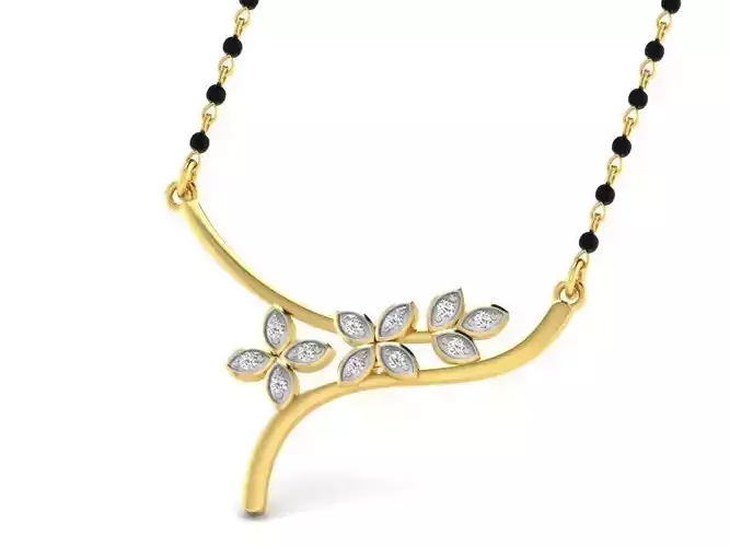 Floral Design Necklace With Diamonds 6