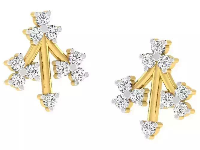 Floral Design Earrings With Diamonds 2