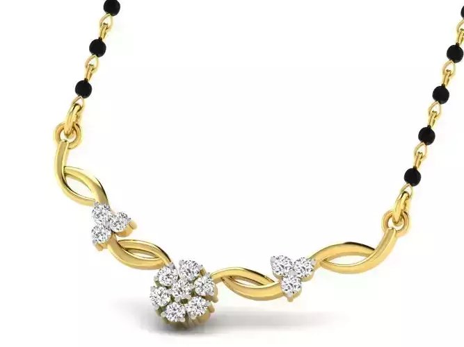 Floral Design Necklace With Diamonds 7