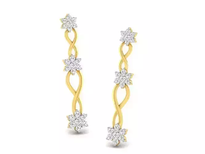 Gold Drop Earrings With Diamonds