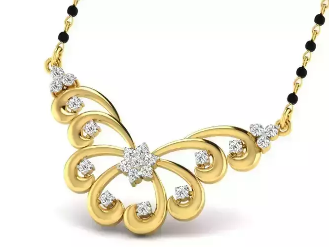 Floral Design Necklace With Diamonds 8