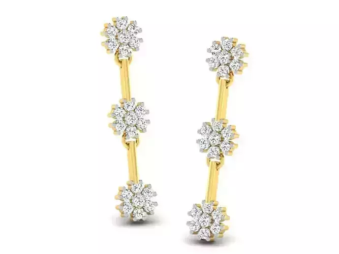 Floral Design Drop Earrings With Diamonds 6