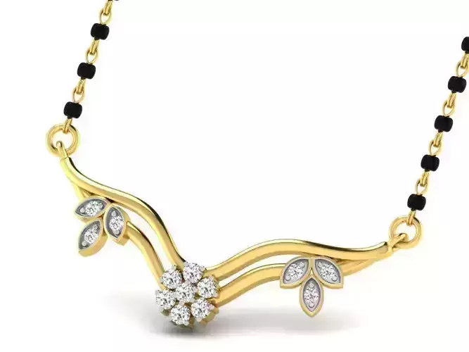 Floral Design Necklace With Diamonds 9