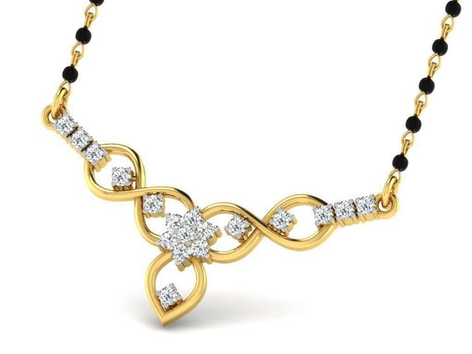 Floral Design Necklace With Diamonds 10 3D print model