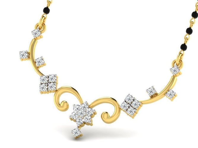 Floral Design Necklace With Diamonds 11 3D print model