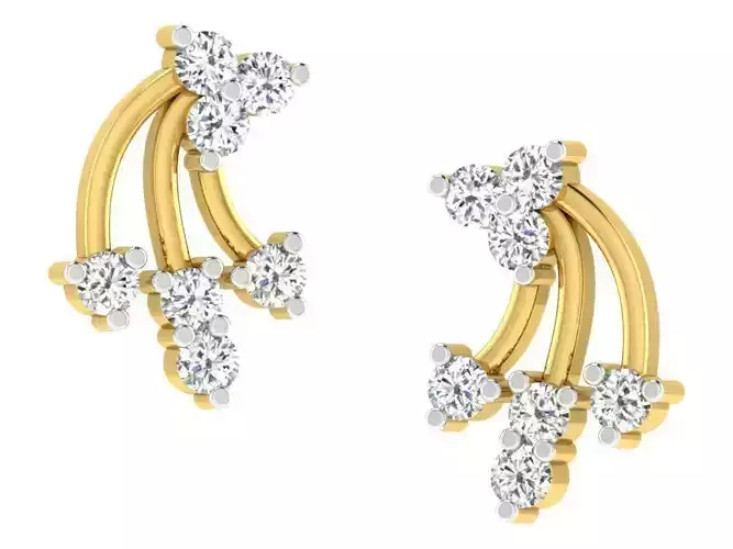 Gold Ear Studs With Diamonds